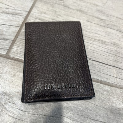 Ted Baker Brown Pebbled Leather Bifold Card Holder