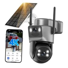 4K Security Cameras Wireless Outdoor Solar Battery Powered, 5GHz/2.4GHz 4K Grey