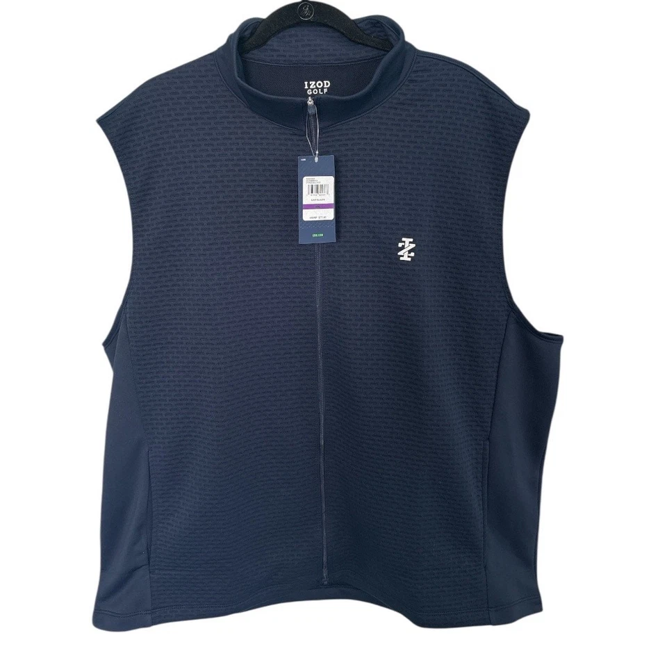 IZOD Men's Hydrashield Vest Navy Blazer Size XXL Full Zip Golf Water Repellent - Image 2 of 4