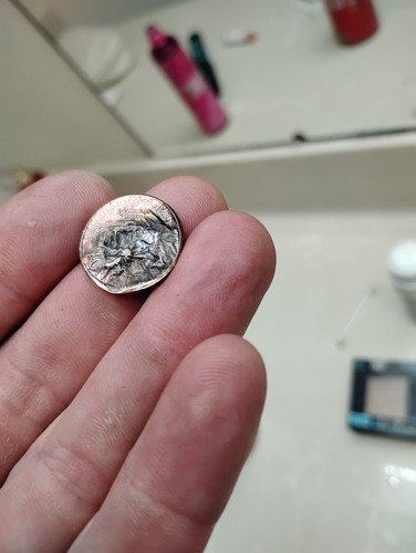 1999 lincoln cent error off center die cracks has partial silver in the clad - Picture 6 of 7