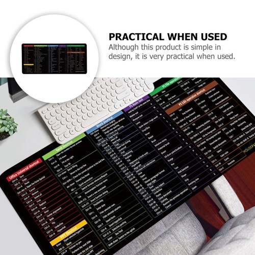 Black Anti-slip Mouse Mat English Shortcut Keys Gaming Mouse Pad Office - Afbeelding 8 van 12