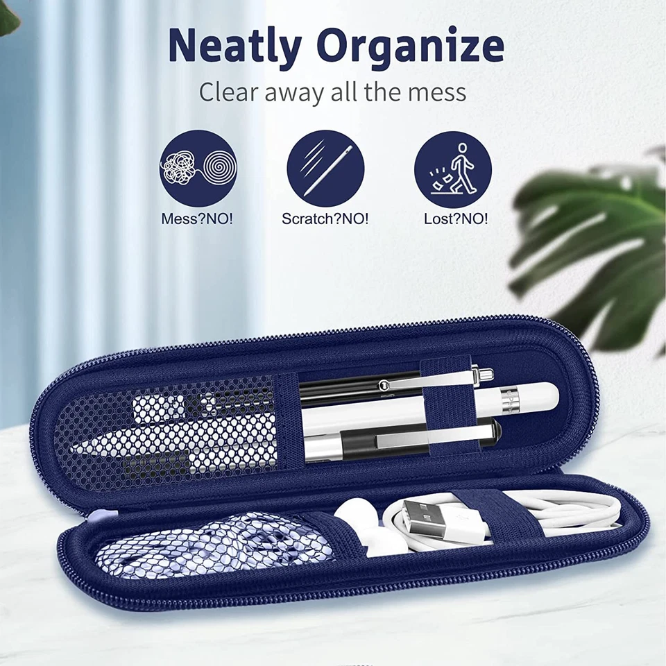 Estuche con soporte para lápices para Apple Pencil 1ª y 2ª bolsa de transporte de neopreno suave con cremallera Foto 2 de 4
