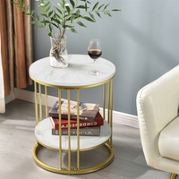Beistelltisch Marmor-Optik Rund Couchtisch Gold Sofatisch Weiß Kaffeetisch Dhl