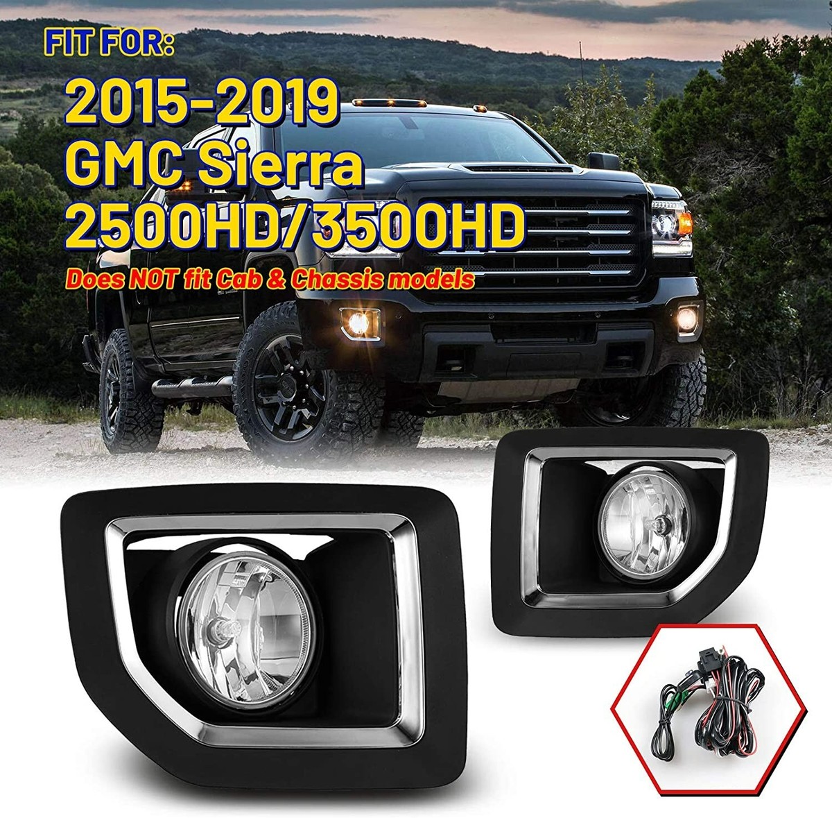 Pair Full LED Lamp Headlights OEM# For 2016 2017 2018 GMC Sierra 1500