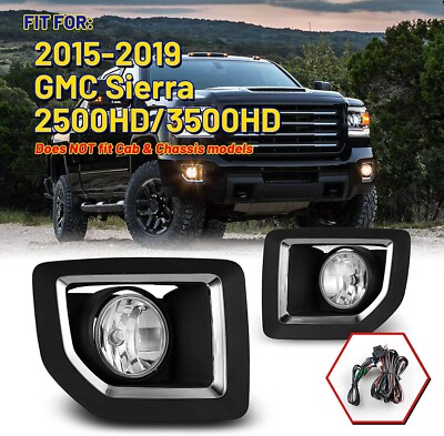 Fog Light - Compatible with 2015 - 2019 GMC Sierra 2500 HD 2016 2017 2018
