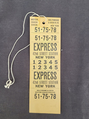 Vintage 1943 Baltimore & Ohio Railroad Express 42nd Street New York Ticket 4