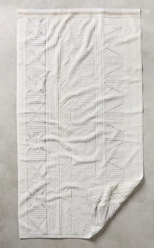 Anthropologie Windstream Hand towels Set of 4 Cotton Grey Montif - Image 2 of 4