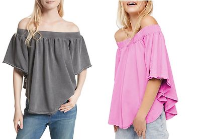 FREE PEOPLE Fashion Women New Kiss Me Off Shoulder Top Short Sleeve Tee Blouse 
