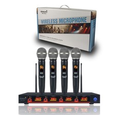 4Channel UHF Microphone System Wireless Frequency Handheld Microphone Church Mic