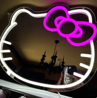 Hello Kitty LED Wandspiegel mit USB Leuchtreklame Licht HELLO KITTY ROOM SANRIO