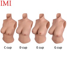 Crossdresser Half Bodysuit Silicone Breast Forms C-G Cup Breastplate Fake Boobs