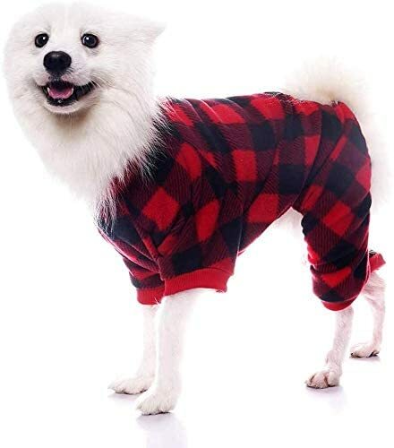 SCENEREAL DOG PAJAMAS RED/BLACK CHECKERD PLAID XL SOFT FLEECE unsealed nip - Picture 2 of 6