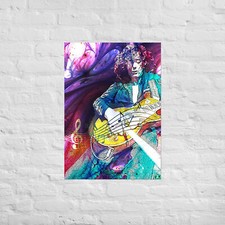 Jimmy Page with his Les Paul and his Violin Bow (Led Zeppelin Fan Art) Poster