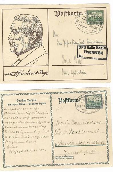 Alemania: 1930; Papelería Postal 1 a Berlín + 1932 correo interno EBAc045