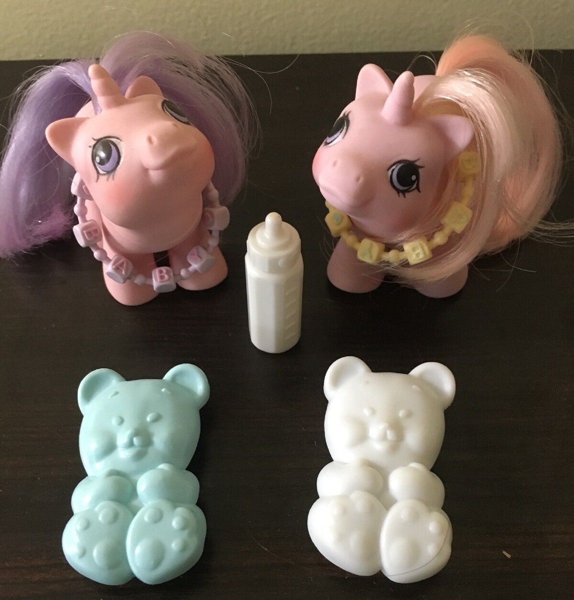 VTG My Little Pony Newborn Twins Sniffles & Snookums Bear Brushes