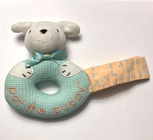 Pat the Puppy Soft Plush Baby Toy Doughnut Ring Hanging Attach to Crib Stroller