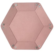 BCW Folding Hexagon Dice Tray PU Leather Pink Suede Dungeons Dragons Pathfinder