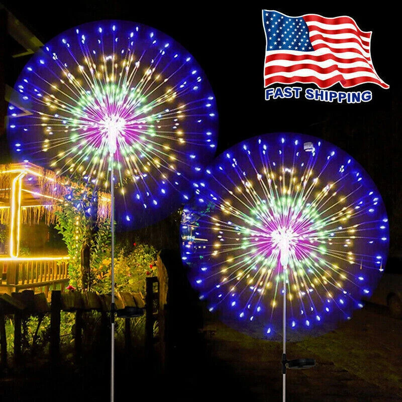 1/4PC LED Solar Firework Lights Outdoor Garden Decor Waterproof Path Lawn Lamp - Image 2 of 4