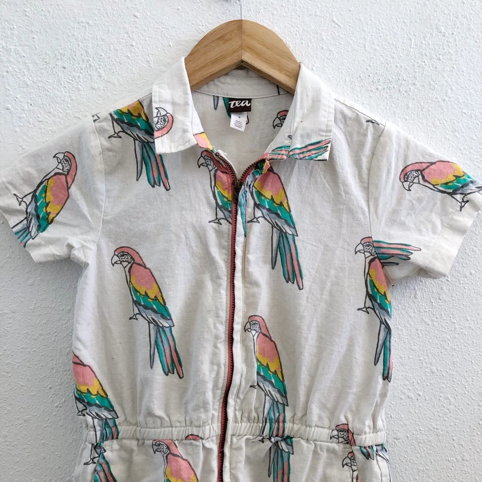 TEA COLLECTION Linen/ Cotton Blend Zipped Romper Size 5 - Image 4 of 4