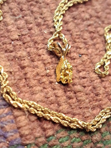 14k Gold 20" Necklace Real Alaskan Gold Nugget Pendant 4.5 Gr - Picture 14 of 24