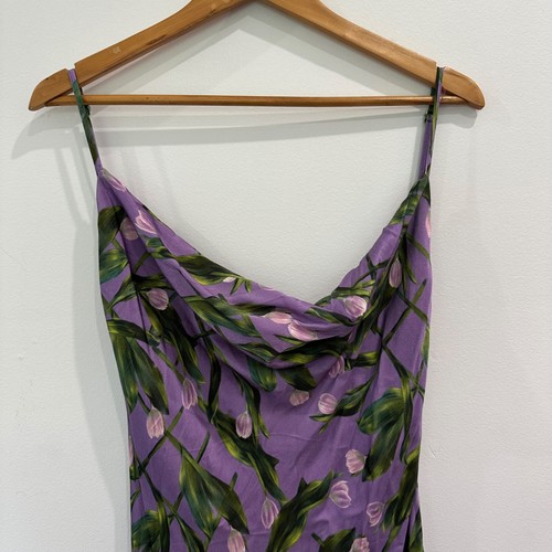 Sonya Moda Dress Portofino Purple Floral Cowl Neck Plunging Back 14 AUS / 10 US - Picture 8 of 10