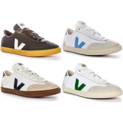 Veja Volley Schnür-inspirierter Canvas-Damen-Sneaker weiß blau UK 3   8