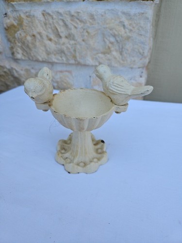 Vintage Cast Iron Mini Bird Butterfly Feeder Rustic Garden Decor Original Tag - Picture 3 of 11
