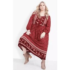 New Avenue Womans 16 Dress Enchanted Border Criminson Floral Maxie Modest NWT