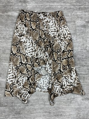 Code X Mode Skirt Womens Large Brown Snake Print Assymetrical Midi Casual