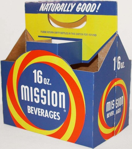 Vintage soda pop bottle carton MISSION BEVERAGES 16oz size unused new old stock - Picture 4 of 5