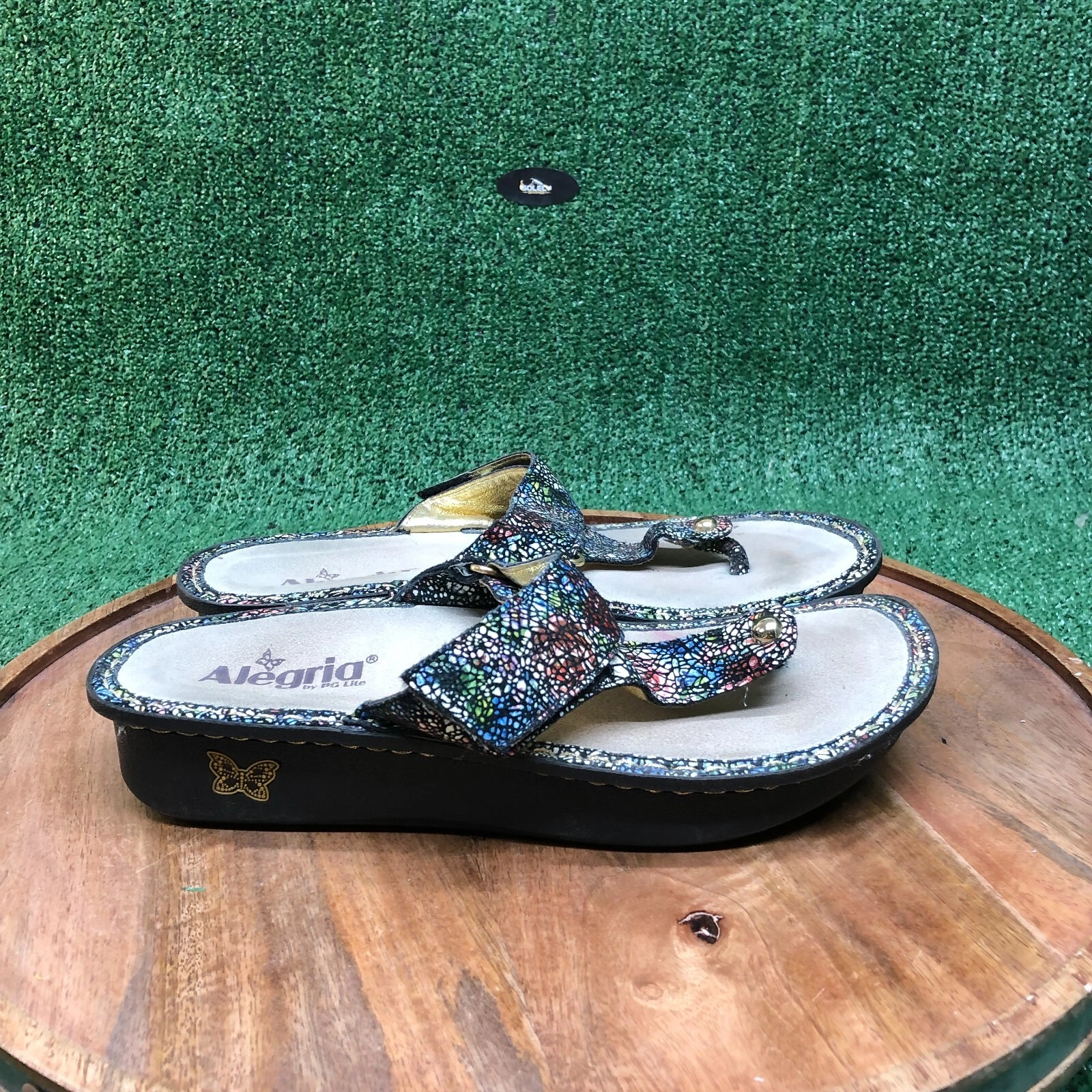 Alegria CAR 391 Stained Glass Flip Flops Thong Sandals Womens Size 39 US 9 9.5