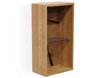 Wandboard Regal Hängeregal KENTO IV Massivholz Wildeiche Hirnholz 2 Fächer Glasb