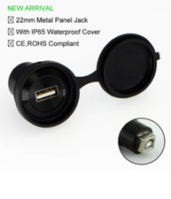 22mm USB connector socket Mounting Diameter Metal USB2.0 Female A to Female B