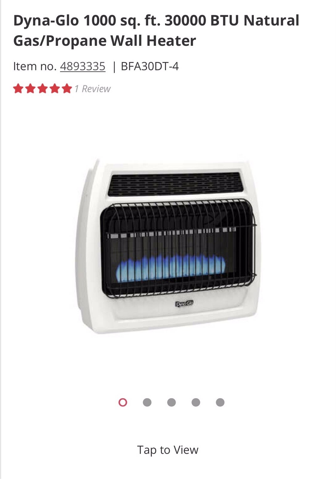 Dyna-Glo Infrared Propane Gas Vent-Free Wall Heater, 18,000 BTUs