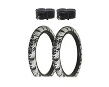 ALTALINE Bicycle 20" x 2.35 Black/White Semi-Slick Tread (2) TIRES & TUBES