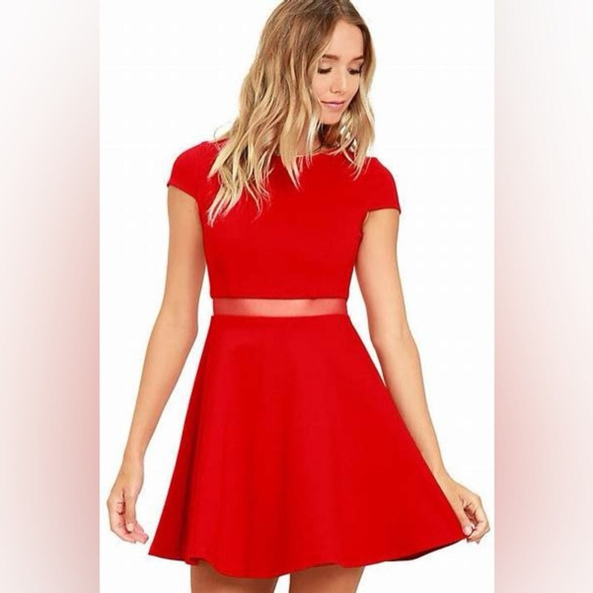 Lulu's Legendary Lovers Red Skater Dress Sz Small Fit And Flare