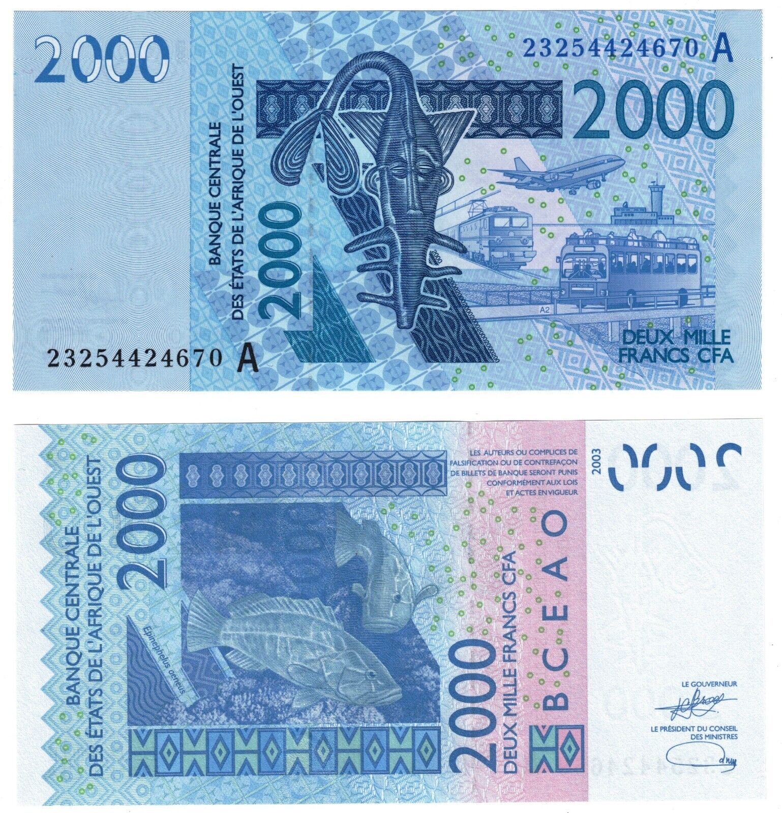 2023 West African States Ivory Coast 2000 Francs CFA P116a UNC NEW