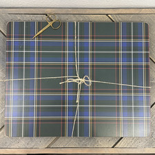 POTTERY BARN STEWART PLAID TARTAN CORK PLACEMATS - SET OF 4 - GREEN MULTI *FLAW