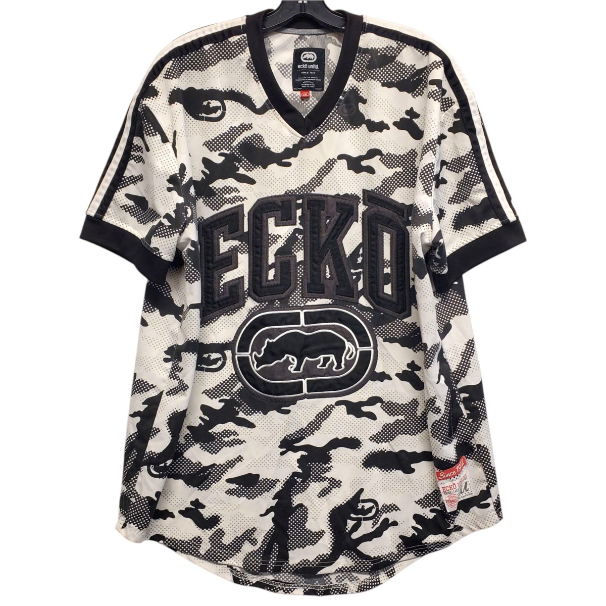Vintage ECKO UNLTD Jersey Mens XXL White Black Camo