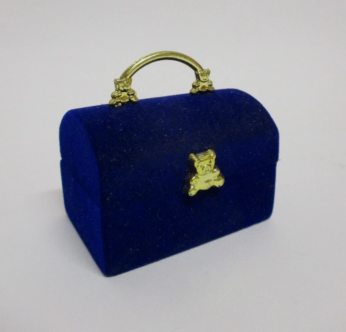 Scatola Portagioelli Vintage Con Stelle E Luna - Rotonda In Lega E Flanella (6x3,5 Cm)