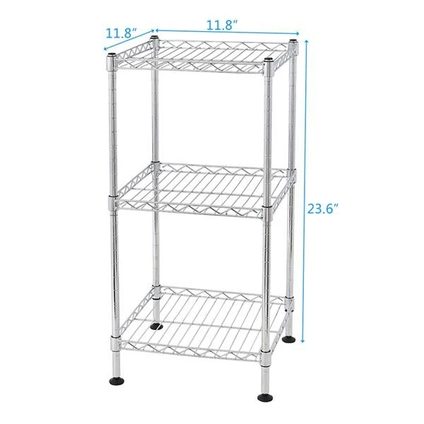 3 Tiers Adjustable Kitchen Storage Rack Chrome Steel Wire Shelving Tower Square
Opens in a new windo