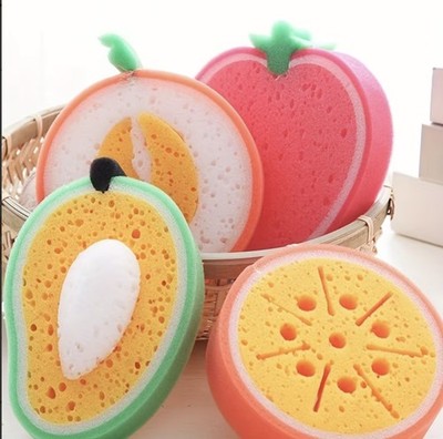 Multiuse Cute Fruit Pattern Sponges 4pcs Sponge Set For Delicate Surface