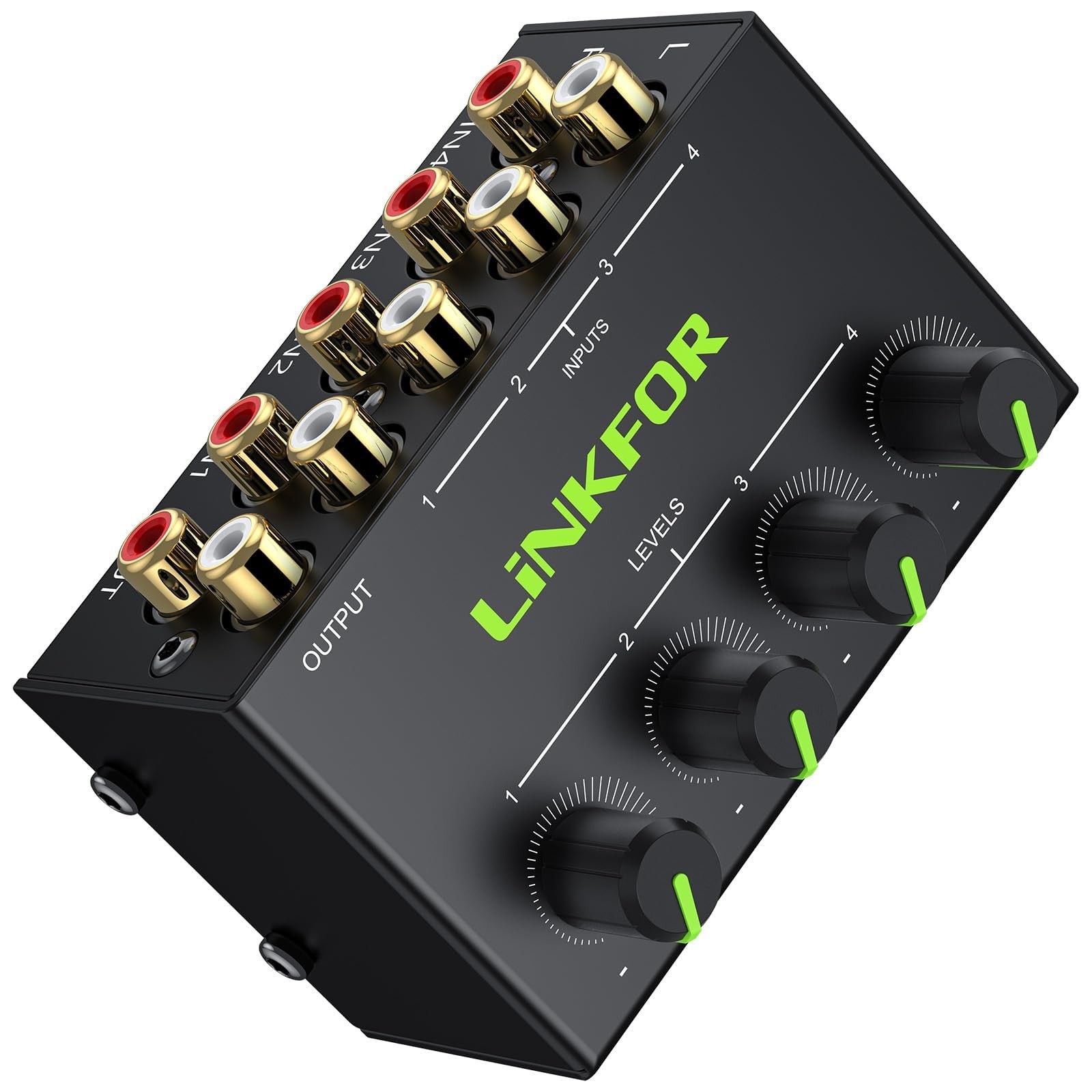 CX400 4-Channel Passive Stereo Audio Mixer RCA Input Output Volume Controls