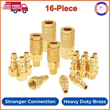 SUNGATOR Air Hose Fittings 1/4" NPT, 16-Piece Solid Brass Quick Connect Air Line