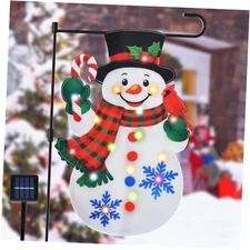 12 x 18 Inches Lighted Snowman Garden Flag Decorations - Double Snowman multior
