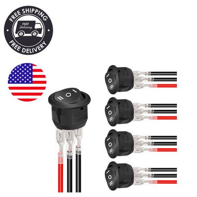 #ad 5Pcs 12V Round Rocker Switch ON Off ON AC 6A 250V 10A 125V SPST 3 Pin 3 Posit... $12.99