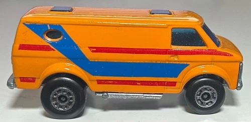 Matchbox Lesney Superfast #68 Orange Chevy Van (Red/Blue Stripes)