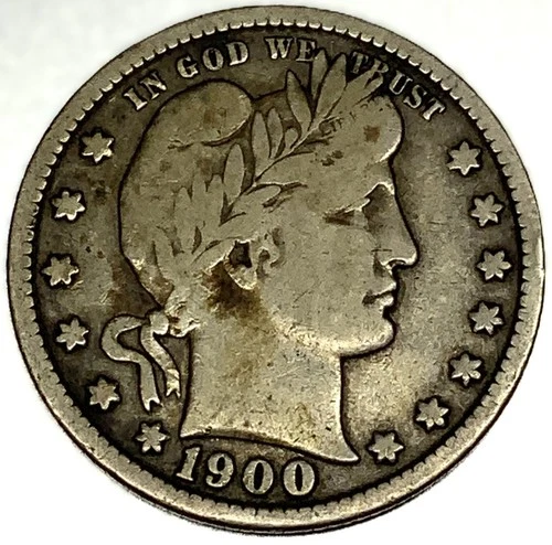 1900 S Barber Quarter Dollar 25 Cents Fine Condition Better Grade- 1864