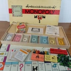 VTG 1946 -1954 MONOPOLY Board Game Parker Bros Complete Yellow Box Wooden Pcs