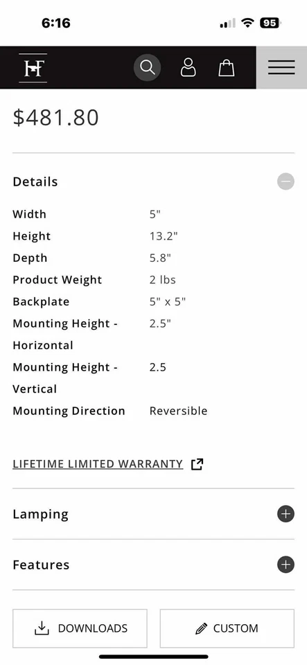 Aplique de montaje en pared de bronce frotado con aceite Hubbardton Forge Bow Foto 2 de 4